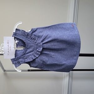 Tahari Girl 2T Denim Navy & White Short Set